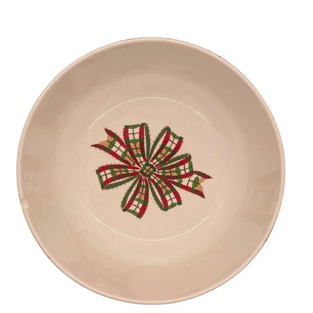 Tiffany & Co Vintage Este Ceramiche Plaid Serving Bowl Christmas Made in Italy